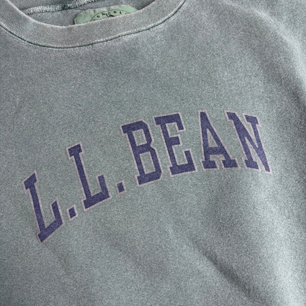 Vintage Authentic Pigment LL Bean Sweatshirt Mens XL Green Garment Dyed Crewneck - Picture 2 of 6